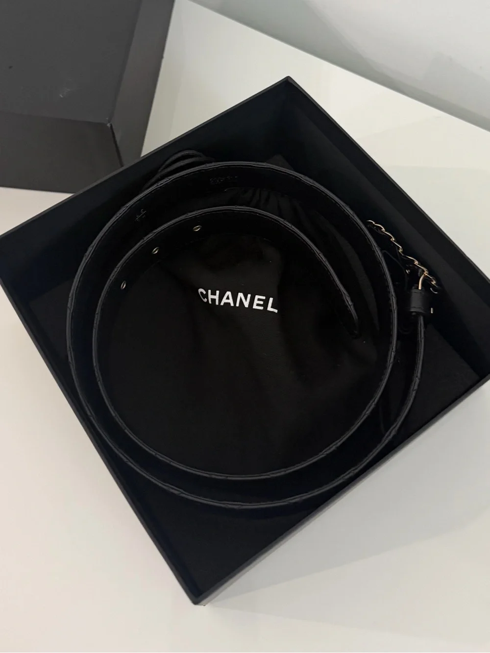 CHANEL Black Quilted Leather CC Buckle Bracelet